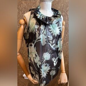 Giorgio Armani Made in Italy IT 48 (US M/L) Green Floral Sleeveless Top